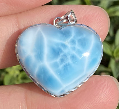 Larimar,AAAA Natural Dominican Larimar Pendant,Larimar Bracelet,Anniversary Gift, Larimar Jewelry,SilverJewelry,Birthday Gifts ET388