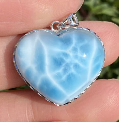 Larimar,AAAA Natural Dominican Larimar Pendant,Larimar Bracelet,Anniversary Gift, Larimar Jewelry,SilverJewelry,Birthday Gifts ET388