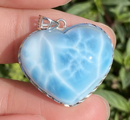 Larimar,AAAA Natural Dominican Larimar Pendant,Larimar Bracelet,Anniversary Gift, Larimar Jewelry,SilverJewelry,Birthday Gifts ET388