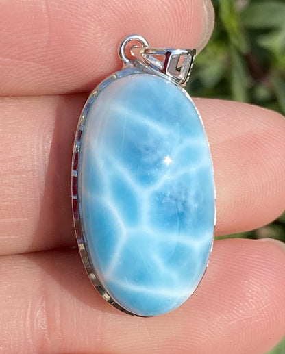 Larimar,AAAA Natural Dominican Larimar Pendant,Larimar Bracelet,Anniversary Gift, Larimar Jewelry,SilverJewelry ET393