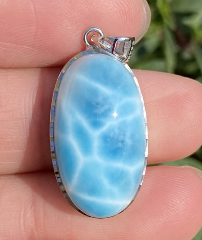 Larimar,AAAA Natural Dominican Larimar Pendant,Larimar Bracelet,Anniversary Gift, Larimar Jewelry,SilverJewelry ET393