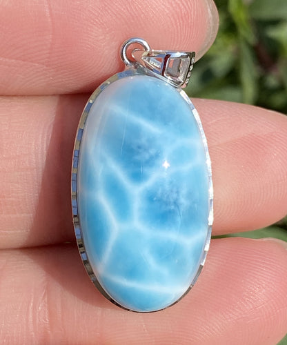 Larimar,AAAA Natural Dominican Larimar Pendant,Larimar Bracelet,Anniversary Gift, Larimar Jewelry,SilverJewelry ET393