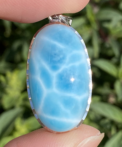 Larimar,AAAA Natural Dominican Larimar Pendant,Larimar Bracelet,Anniversary Gift, Larimar Jewelry,SilverJewelry ET393