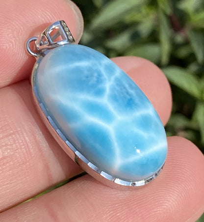 Larimar,AAAA Natural Dominican Larimar Pendant,Larimar Bracelet,Anniversary Gift, Larimar Jewelry,SilverJewelry ET393