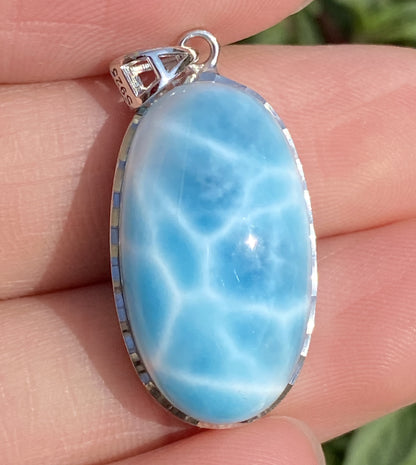 Larimar,AAAA Natural Dominican Larimar Pendant,Larimar Bracelet,Anniversary Gift, Larimar Jewelry,SilverJewelry ET393