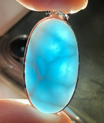 Larimar,AAAA Natural Dominican Larimar Pendant,Larimar Bracelet,Anniversary Gift, Larimar Jewelry,SilverJewelry ET393