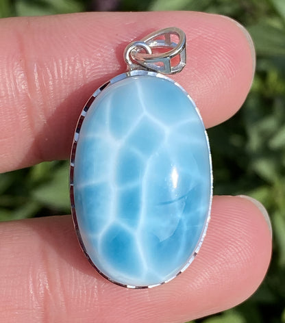 Larimar,AAAA Natural Dominican Larimar Pendant,Larimar Bracelet,Anniversary Gift, Larimar Jewelry,SilverJewelry ET397