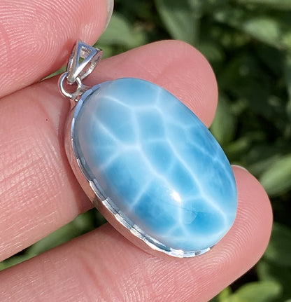 Larimar,AAAA Natural Dominican Larimar Pendant,Larimar Bracelet,Anniversary Gift, Larimar Jewelry,SilverJewelry ET397