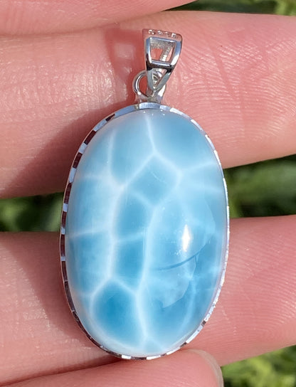 Larimar,AAAA Natural Dominican Larimar Pendant,Larimar Bracelet,Anniversary Gift, Larimar Jewelry,SilverJewelry ET397