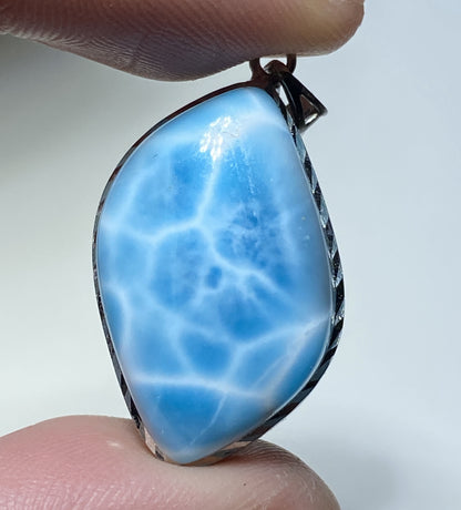 AAAA+ Natural Authentic Dominican Larimar Pendant,Gems Jewelry,Gems Pendant,Crystal Pendant,ET399