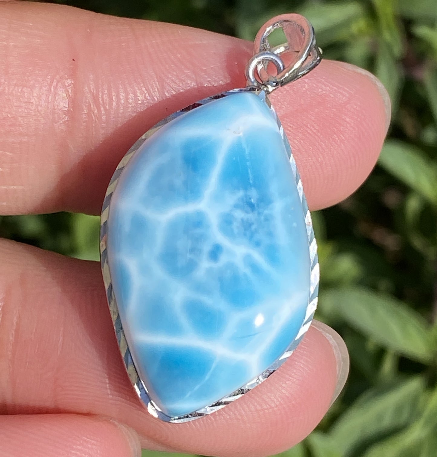 AAAA+ Natural Authentic Dominican Larimar Pendant,Gems Jewelry,Gems Pendant,Crystal Pendant,ET399