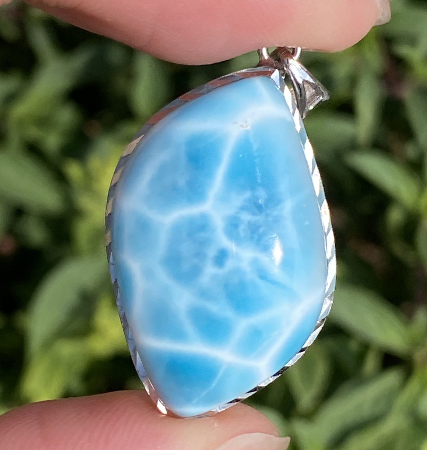 AAAA+ Natural Authentic Dominican Larimar Pendant,Gems Jewelry,Gems Pendant,Crystal Pendant,ET399