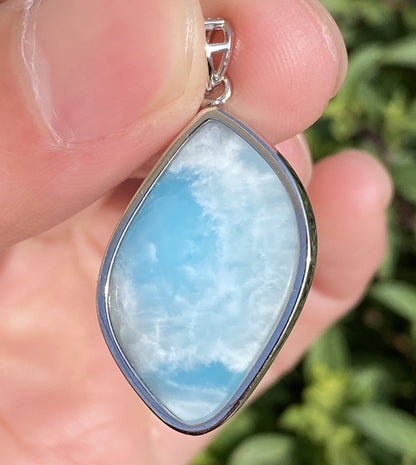 AAAA+ Natural Authentic Dominican Larimar Pendant,Gems Jewelry,Gems Pendant,Crystal Pendant,ET399