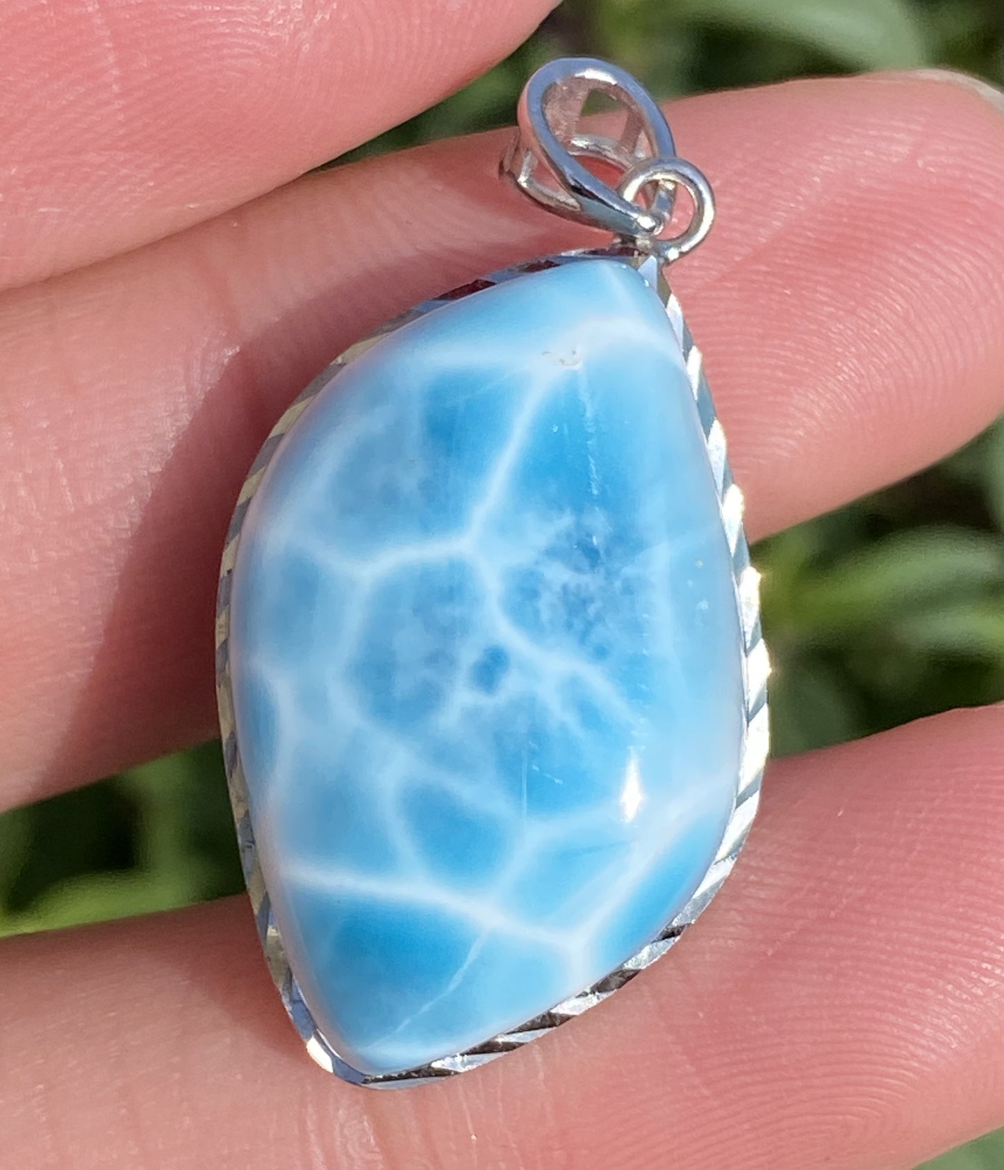 AAAA+ Natural Authentic Dominican Larimar Pendant,Gems Jewelry,Gems Pendant,Crystal Pendant,ET399