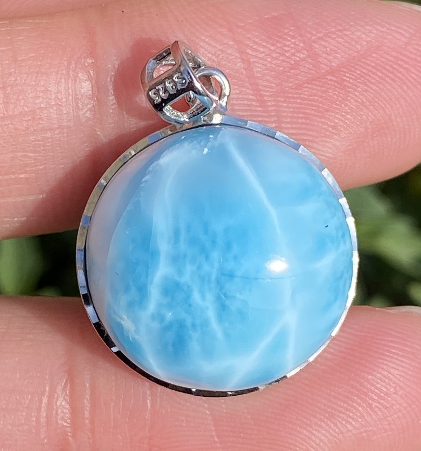 Larimar,AAAA Natural Dominican Larimar Pendant,Larimar Bracelet,Anniversary Gift, Larimar Jewelry,SilverJewelry ET402