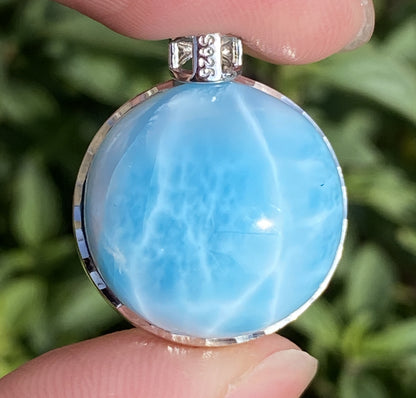 Larimar,AAAA Natural Dominican Larimar Pendant,Larimar Bracelet,Anniversary Gift, Larimar Jewelry,SilverJewelry ET402