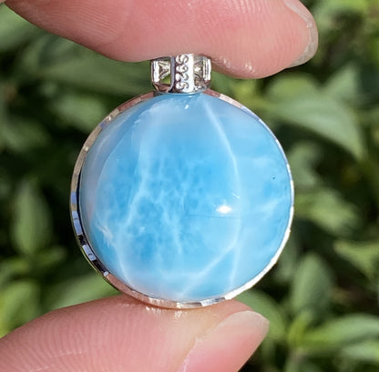 Larimar,AAAA Natural Dominican Larimar Pendant,Larimar Bracelet,Anniversary Gift, Larimar Jewelry,SilverJewelry ET402