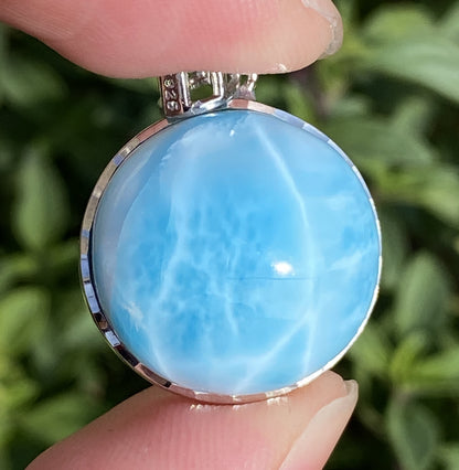 Larimar,AAAA Natural Dominican Larimar Pendant,Larimar Bracelet,Anniversary Gift, Larimar Jewelry,SilverJewelry ET402