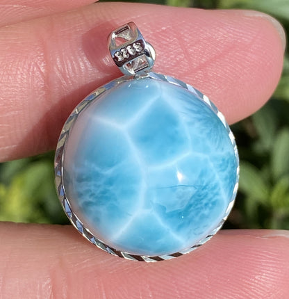 AAAA Natural Authentic Dominican Larimar Pendant,Gems Jewelry,Gems Pendant,Crystal Pendant,ET403