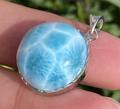 Larimar,AAAA Natural Dominican Larimar Pendant,Larimar Bracelet,Anniversary Gift, Larimar Jewelry,SilverJewelry,Birthday Gifts ET403