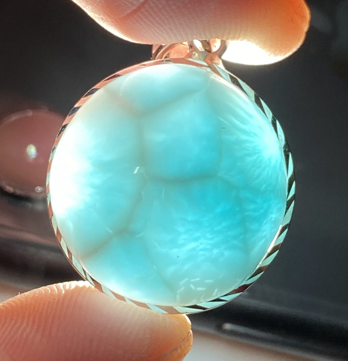 AAAA Natural Authentic Dominican Larimar Pendant,Gems Jewelry,Gems Pendant,Crystal Pendant,ET403