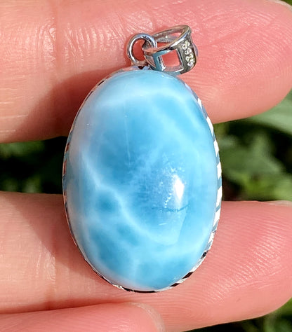 Larimar,AAAA Natural Dominican Larimar Pendant,Larimar Bracelet,Anniversary Gift, Larimar Jewelry,SilverJewelry ET327