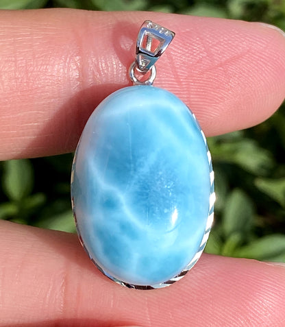 Larimar,AAAA Natural Dominican Larimar Pendant,Larimar Bracelet,Anniversary Gift, Larimar Jewelry,SilverJewelry ET327