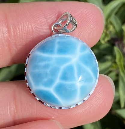 Larimar,AAAA Natural Dominican Larimar Pendant,Larimar Bracelet,Anniversary Gift, Larimar Jewelry,SilverJewelry ET413