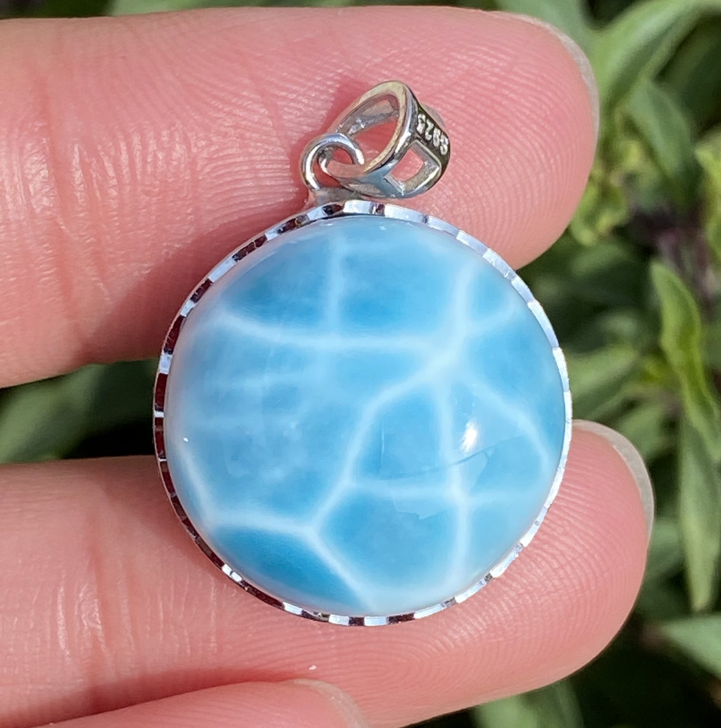 Larimar,AAAA Natural Dominican Larimar Pendant,Larimar Bracelet,Anniversary Gift, Larimar Jewelry,SilverJewelry ET413