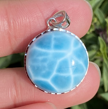 Larimar,AAAA Natural Dominican Larimar Pendant,Larimar Bracelet,Anniversary Gift, Larimar Jewelry,SilverJewelry ET413