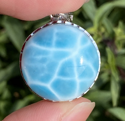 Larimar,AAAA Natural Dominican Larimar Pendant,Larimar Bracelet,Anniversary Gift, Larimar Jewelry,SilverJewelry ET413