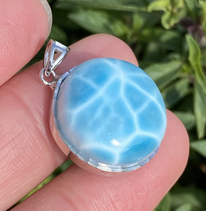 Larimar,AAAA Natural Dominican Larimar Pendant,Larimar Bracelet,Anniversary Gift, Larimar Jewelry,SilverJewelry ET413