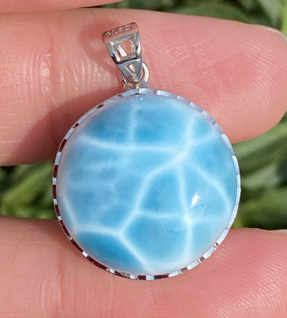 Larimar,AAAA Natural Dominican Larimar Pendant,Larimar Bracelet,Anniversary Gift, Larimar Jewelry,SilverJewelry ET413