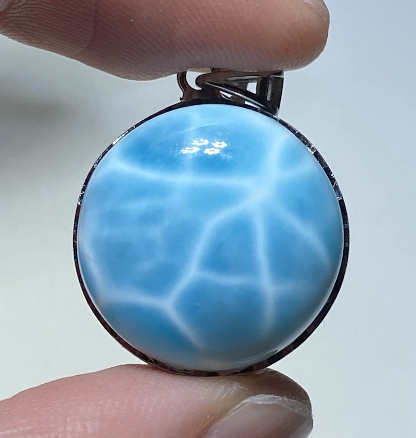 Larimar,AAAA Natural Dominican Larimar Pendant,Larimar Bracelet,Anniversary Gift, Larimar Jewelry,SilverJewelry ET413