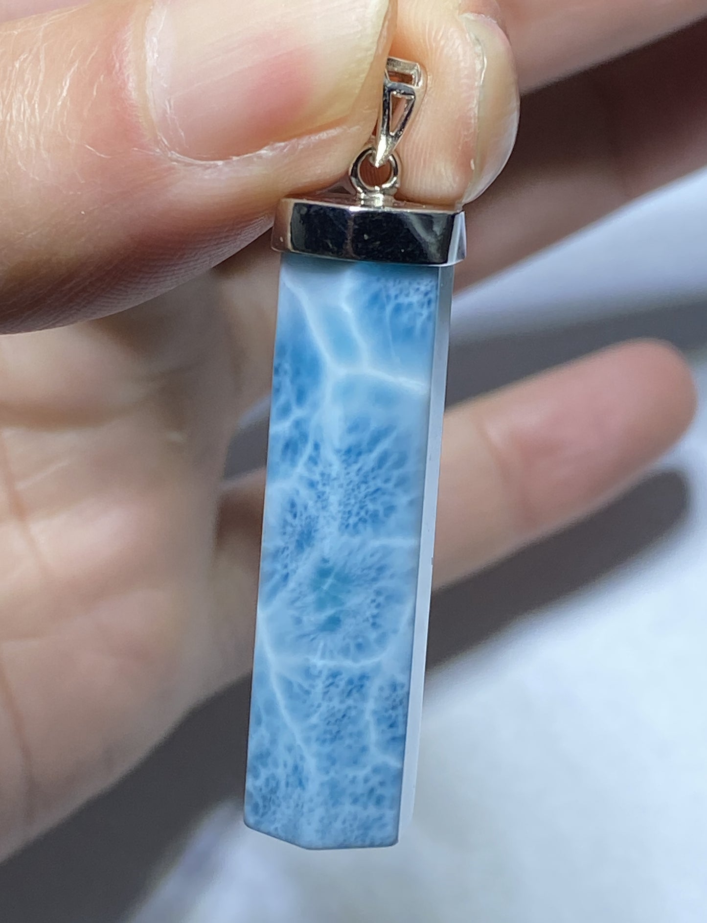 AAAA Natural Dominican Larimar Pendant,Larimar Jewelry,Pendant Necklace,Gems Jewelry,Crystal Jewelry,Personalized Gift ET415