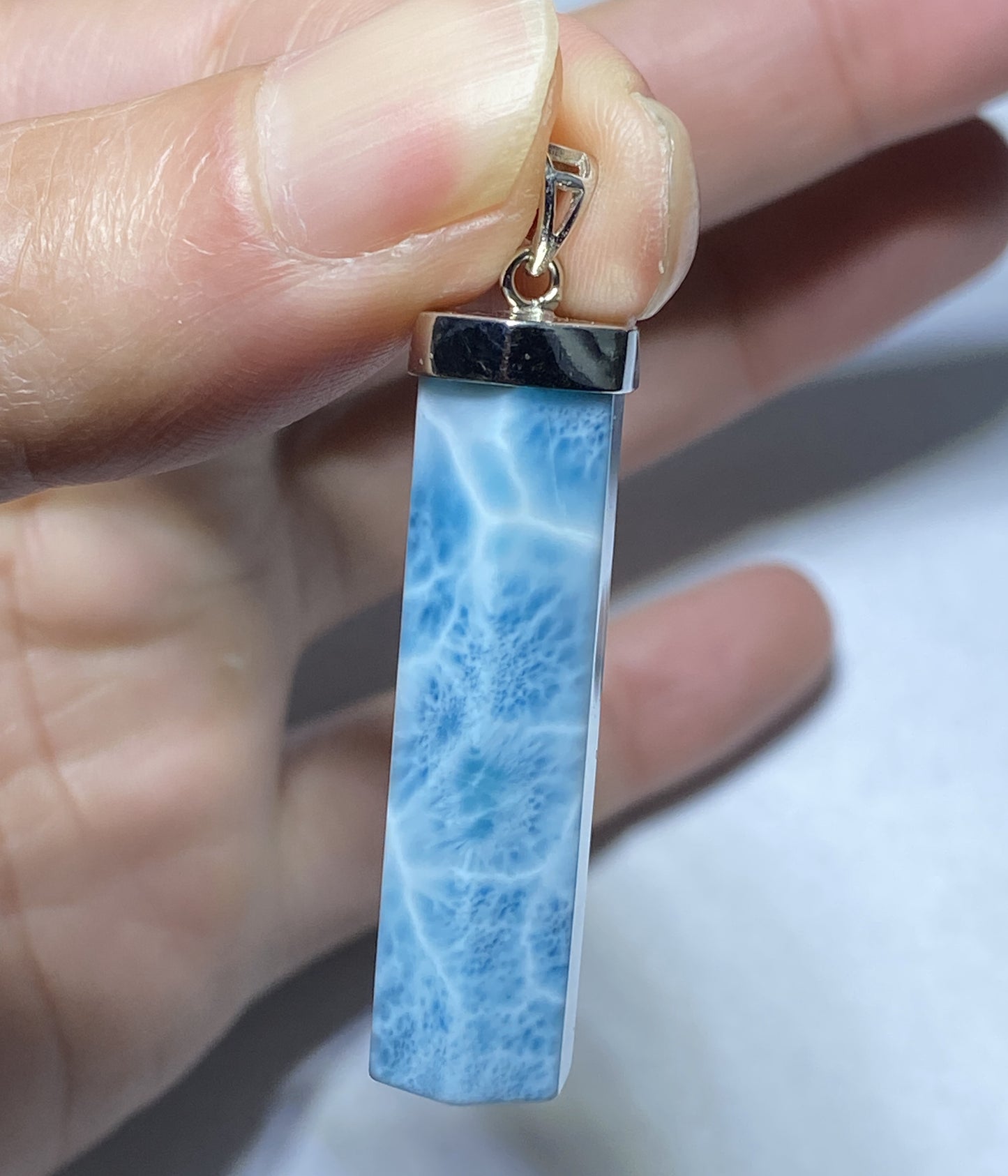 AAAA Natural Dominican Larimar Pendant,Larimar Jewelry,Pendant Necklace,Gems Jewelry,Crystal Jewelry,Personalized Gift ET415
