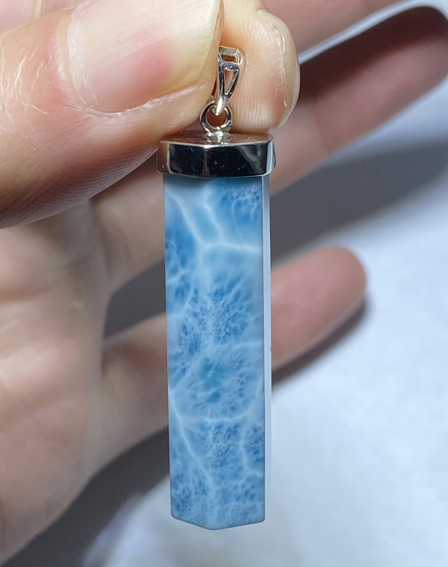 AAAA Natural Dominican Larimar Pendant,Larimar Jewelry,Pendant Necklace,Gems Jewelry,Crystal Jewelry,Personalized Gift ET415