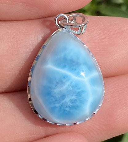 Larimar,AAAA Natural Dominican Larimar Pendant,Larimar Bracelet,Anniversary Gift, Larimar Jewelry,SilverJewelry,Birthday Gifts ET434