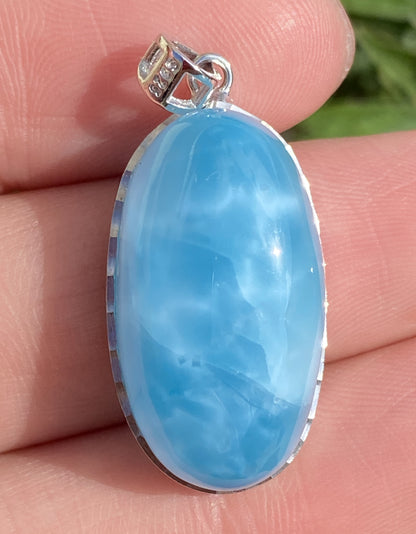 Larimar,AAAA Natural Dominican Larimar Pendant,Larimar Bracelet,Anniversary Gift, Larimar Jewelry,SilverJewelry,Birthday Gifts ET435