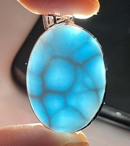 Larimar,AAAA Natural Dominican Larimar Pendant,Larimar Bracelet,Anniversary Gift, Larimar Jewelry,SilverJewelry ET436