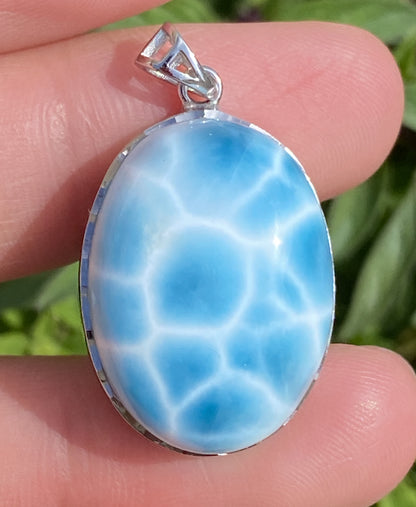 Larimar,AAAA Natural Dominican Larimar Pendant,Larimar Bracelet,Anniversary Gift, Larimar Jewelry,SilverJewelry ET436