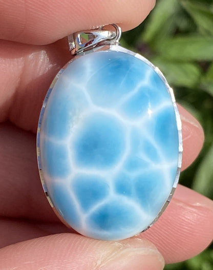 Larimar,AAAA Natural Dominican Larimar Pendant,Larimar Bracelet,Anniversary Gift, Larimar Jewelry,SilverJewelry ET436