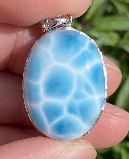 Larimar,AAAA Natural Dominican Larimar Pendant,Larimar Bracelet,Anniversary Gift, Larimar Jewelry,SilverJewelry ET436