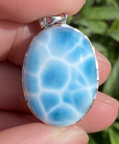 Larimar,AAAA Natural Dominican Larimar Pendant,Larimar Bracelet,Anniversary Gift, Larimar Jewelry,SilverJewelry ET436