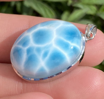 Larimar,AAAA Natural Dominican Larimar Pendant,Larimar Bracelet,Anniversary Gift, Larimar Jewelry,SilverJewelry ET436