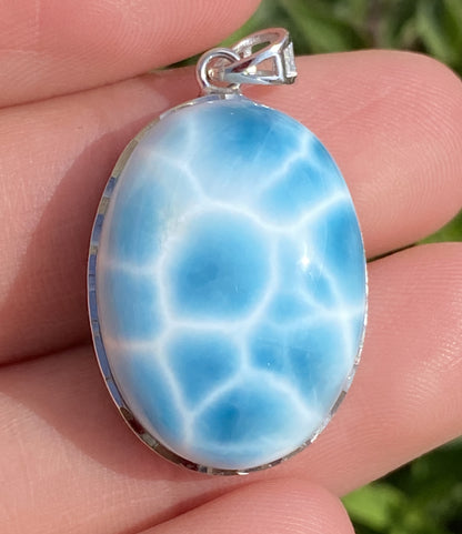 Larimar,AAAA Natural Dominican Larimar Pendant,Larimar Bracelet,Anniversary Gift, Larimar Jewelry,SilverJewelry ET436