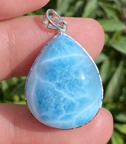 Larimar,AAAA Natural Dominican Larimar Pendant,Larimar Bracelet,Anniversary Gift, Larimar Jewelry,SilverJewelry,Birthday Gifts ET438