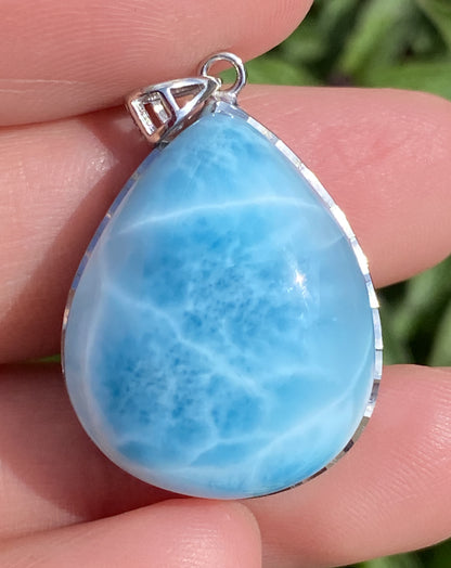 Larimar,AAAA Natural Dominican Larimar Pendant,Larimar Bracelet,Anniversary Gift, Larimar Jewelry,SilverJewelry,Birthday Gifts ET438