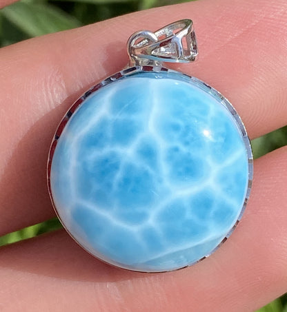 Larimar,AAAA Natural Dominican Larimar Pendant,Larimar Bracelet,Anniversary Gift, Larimar Jewelry,SilverJewelry,Birthday Gifts ET440