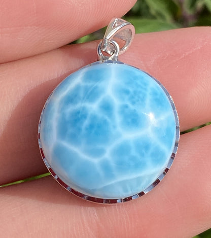 Larimar,AAAA Natural Dominican Larimar Pendant,Larimar Bracelet,Anniversary Gift, Larimar Jewelry,SilverJewelry,Birthday Gifts ET440